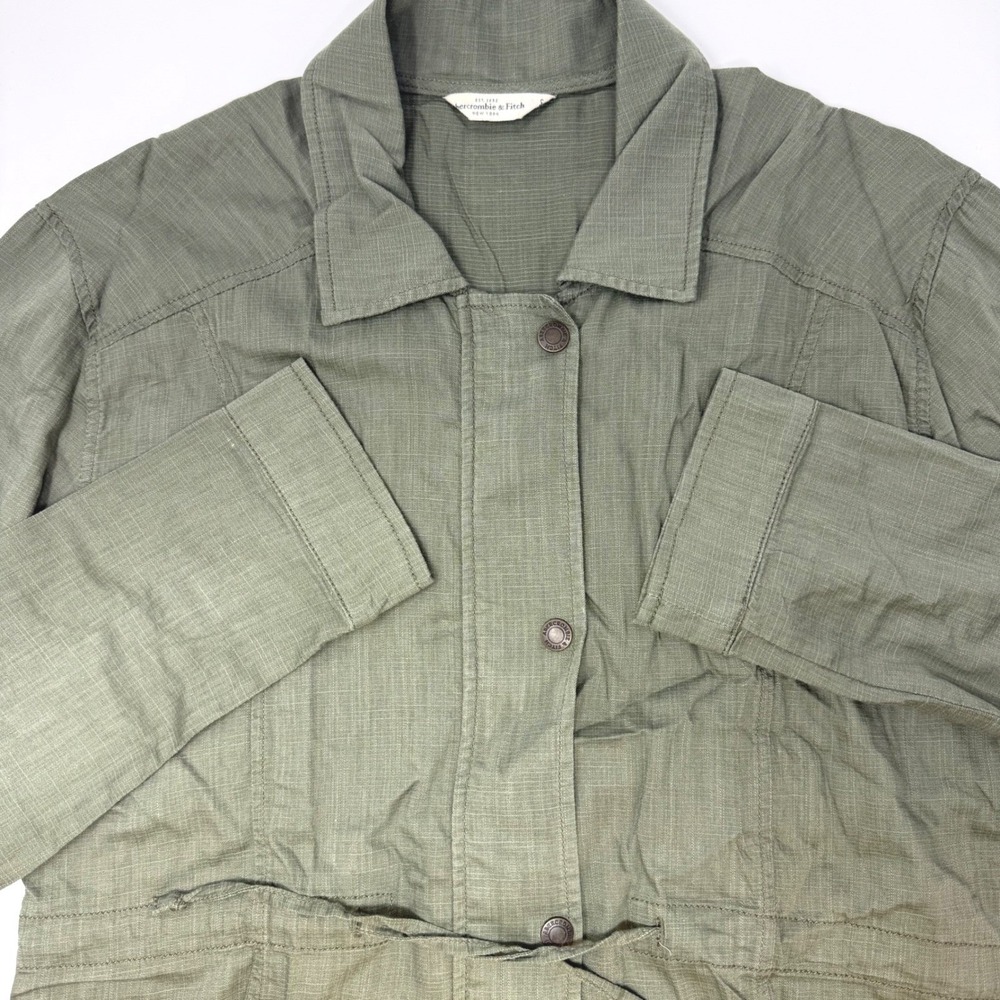 Abercrombie & Fitch Womens Small Olive Green‎ Utility Jacket Drawstring Waist